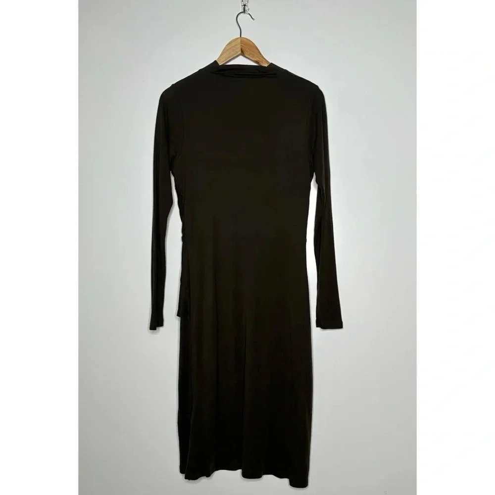 TED BAKER Khaki Green Neyda Long Sleeve Jersey Drape Dress Size 2 - Picture 10 of 15